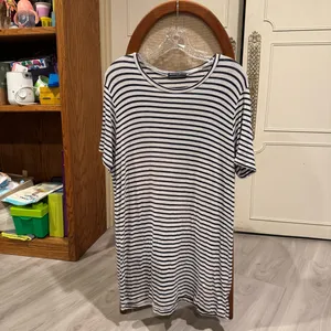 Brandy Melville black white striped shirt dress tee tshirt dress size large thumbnail 2