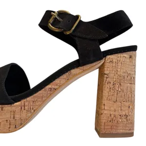 EUC Free People Leather Brooke Heeled Platform Sandals Black Size 8.5 thumbnail 5