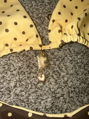 SheIn Polka Dot Reversible Triangle Bikini Set with Gold Charm Detail thumbnail 3