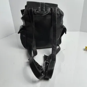 Perlina Black Genuine Leather Backpack Vintage 90s Buckle Moto Y2K Bag thumbnail 6