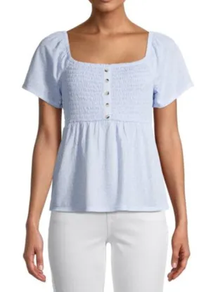 No Boundaries Blue Baby Flower Smocked Baby Doll Top XXL thumbnail 1