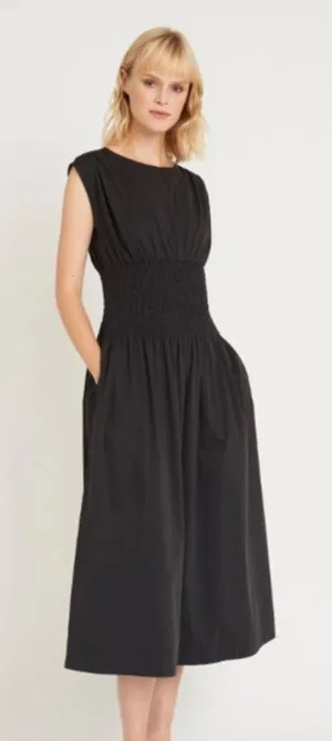 Luxely Willow Dress in Meteorite Black size S Midi Smocked Waist thumbnail 1