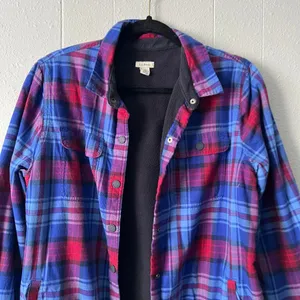 L.L.Bean Women Shacket Medium Cotton Fleece Plaid Barn Country Western Cabincore thumbnail 4