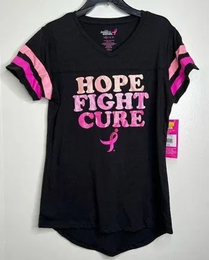 Susan G Komen Breast Cancer Awareness T Shirt Size Medium Black Pink V Neck thumbnail 1