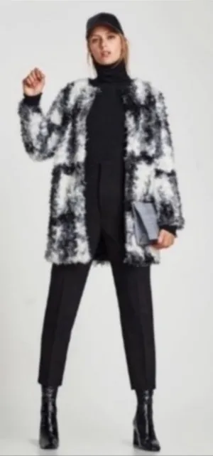Zara tricolor‎ texturized faux fur jacket thumbnail 1