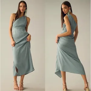 Favorite Daughter The Singles Table One Shoulder Maxi‎ Dress Blue Dot Size 6 thumbnail 11