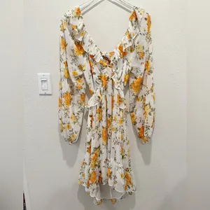 VICI Floral Long Sleeve Cutout Chiffon Babydoll Dress NWT Size XL‎ thumbnail 4