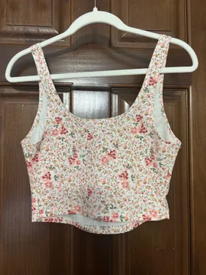 Floral Cropped Tank Top with Corset Pleating thumbnail 2