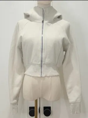 Lululemon Scuba Full-Zip Cropped Hoodie Size 8 Bone Athleisure Lounge Minimal thumbnail 4