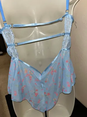 Fashion sexy lace V neck bow stitching flowers printed thumbnail 4