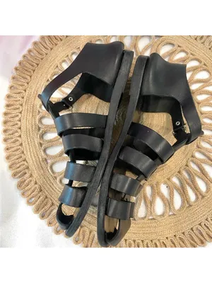 Ancient Greek Sandals Nestoras Sandals Black Leather Fisherman Size 40 thumbnail 7