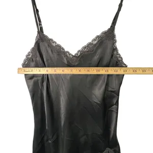 Victoria's Secret Black Satin Robe & Lace Slip Dress Lingerie Set OS XS‎ Black thumbnail 11
