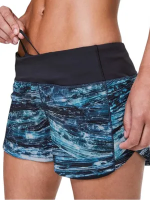 Lululemon Speed Up Short Long 4" Shorelines Multi Blue Black Size 4 thumbnail 2