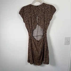 Reformation‎ Lena Leopard Print Open Back Mini Dress Tan Black Slit Womens 2 thumbnail 7