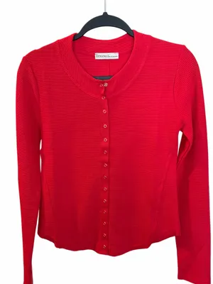 Zenana Bright Red Snap-Front Women's Cardigan thumbnail 1