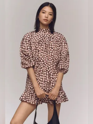 NEW Anthropologie Long-Sleeve Mock-Neck Swing Mini Dress size xsp thumbnail 2