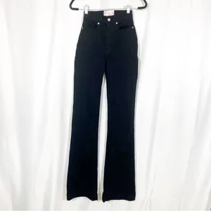 Revice Denim Avalon Flare High Rise Cut Out Jeans: Black thumbnail 3