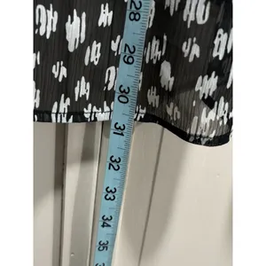 Duo Maternity Black/Cream Geo Sheer‎ Chiffon Short Sleeve Blouse Size M Ruffle thumbnail 4