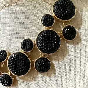 Black and gold tone statement necklace thumbnail 3