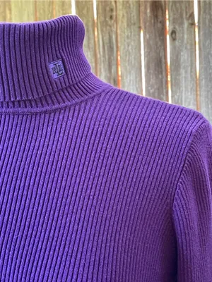 Lauren Ralph Lauren Purple Ribbed Turtleneck old money luxury classic minimalist thumbnail 2