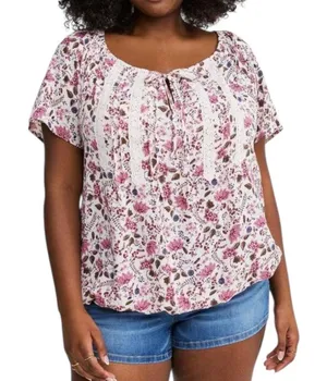 Torrid Crinkle Gauze Flutter Sleeve Top In Lovely Paisley Floral Dew Women’s 3X thumbnail 1