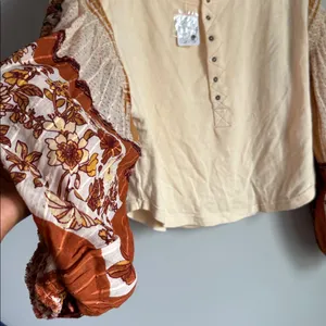 NEW Free People Vintage Combo Light Magic Henley Blouse Small thumbnail 8