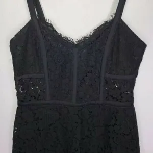 NEW SZ 0 XS Express PIPED LACE SHEATH DRESS BLACK Career work knee length thumbnail 7