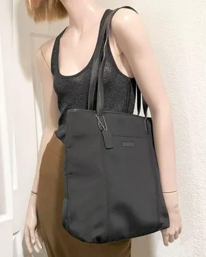 Vintage COACH 6217 Black Neoprene w/ Leather Handle Triple Compartment Tote Bag thumbnail 4