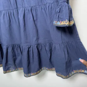 Pomander Place Womens‎ 100% Cotton Kenzo Dress M Navy Embroidered Sequin Tiered thumbnail 5