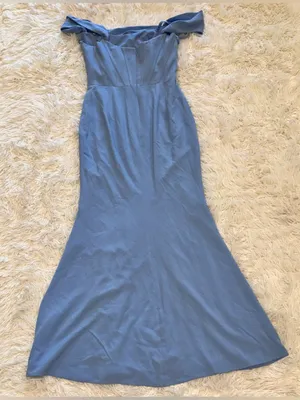 New Dress The Population Melania Off-The-Shoulder sky blue Gown sz S thumbnail 5