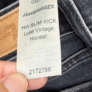 7 For All Mankind Luxe Vintage High‎ Rise Flare Jeans Black 23 Distressed Hem thumbnail 5