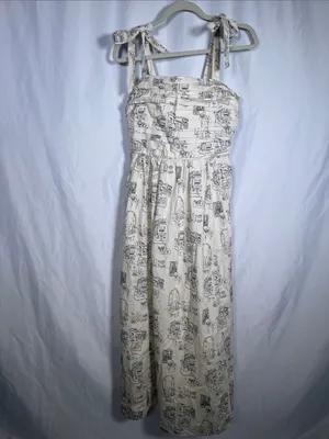 Abercrombie & Fitch Womens Emerson Italy Theme Dress Cream Black Medium thumbnail 2