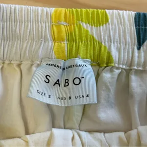 Sabo Linen Blend High Waist Boho Resort Bermuda Mini Shorts White‎ Green Sz 4 thumbnail 7