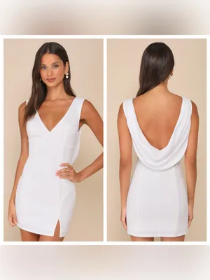 Lulu's Perfection Bound White Sleeveless Cowl Back Mini Dress thumbnail 2