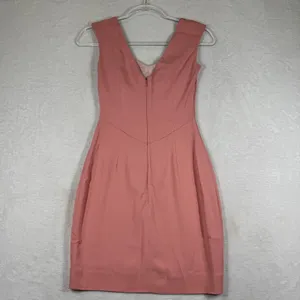 Reiss Womens USA‎ 0 Dusty Pink Pleated V-Neck Sleeveless Sheath Cocktail Dress thumbnail 5