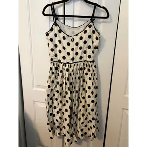 Vintage Style‎ Polka Dot Fit Flare Dress Ivory Black Rockabilly Retro Sleeveless thumbnail 7