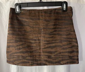 Brown Corduroy Zebra Print Mini Skirt thumbnail 1