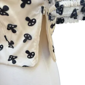 Hot‎ Topic Shirt Md Cream Glitter Mushrooms Cropped Sheer Puff Sleeve Whimsigoth thumbnail 6