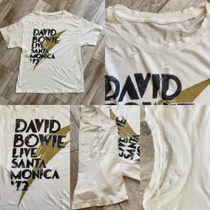 David Bowie Live Santa Monica '72 Light Cream crewneck T-shirt Size M thumbnail 4