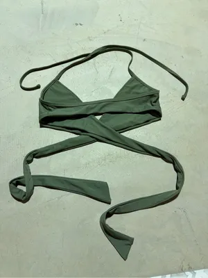Aerie scoop tie wrap bikini top green small thumbnail 5