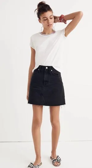 Lunar Wash “Frisco” Black Denim Raw Hem Mini Skirt Size 32 thumbnail 3