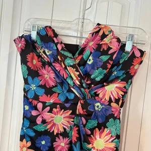 Dee Elly Black Floral Strapless Dress Size‎ Small thumbnail 3