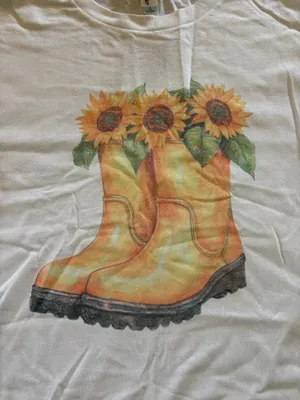 Jerzees Rainboots and Sunflowers Spring Graphic Tee thumbnail 2