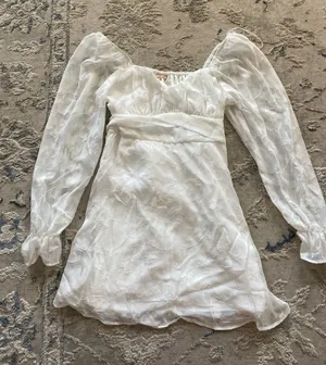 T.J.Maxx White Textured Long-Sleeve Mini Dress thumbnail 1