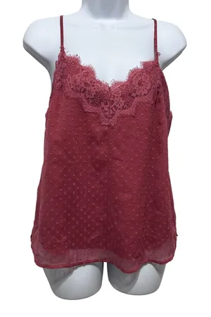 Abercrombie Fitch Women Lace Trim‎ Cami M Rose Swiss Dot Romantic Coquette Y2K thumbnail 1