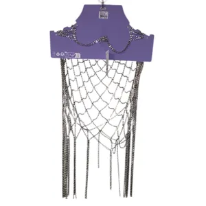 NWT Claire's Silver Metal Rhinestone Chain Body Shirt Party Rave Sexy thumbnail 6