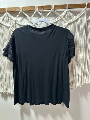 Marshalls Black Lace Yoke Short Sleeve Blouse thumbnail 2