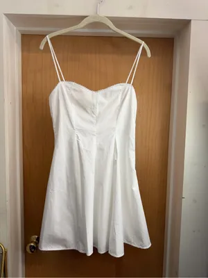 Zara Women’s White Spaghetti Strap Fit & Flare Mini Dress. Size: Medium thumbnail 2