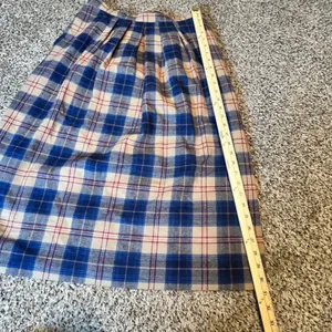 Pendleton Vintage Wool Cailean Tartan Plaid Pleated Midi Skirt‎ Blue Tan Size 12 thumbnail 7
