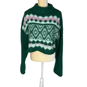 Free People Green and Pink Patterned Sweater thumbnail 3